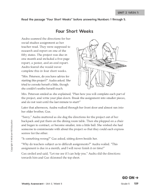 Four Short Weeks Answer Key  Form