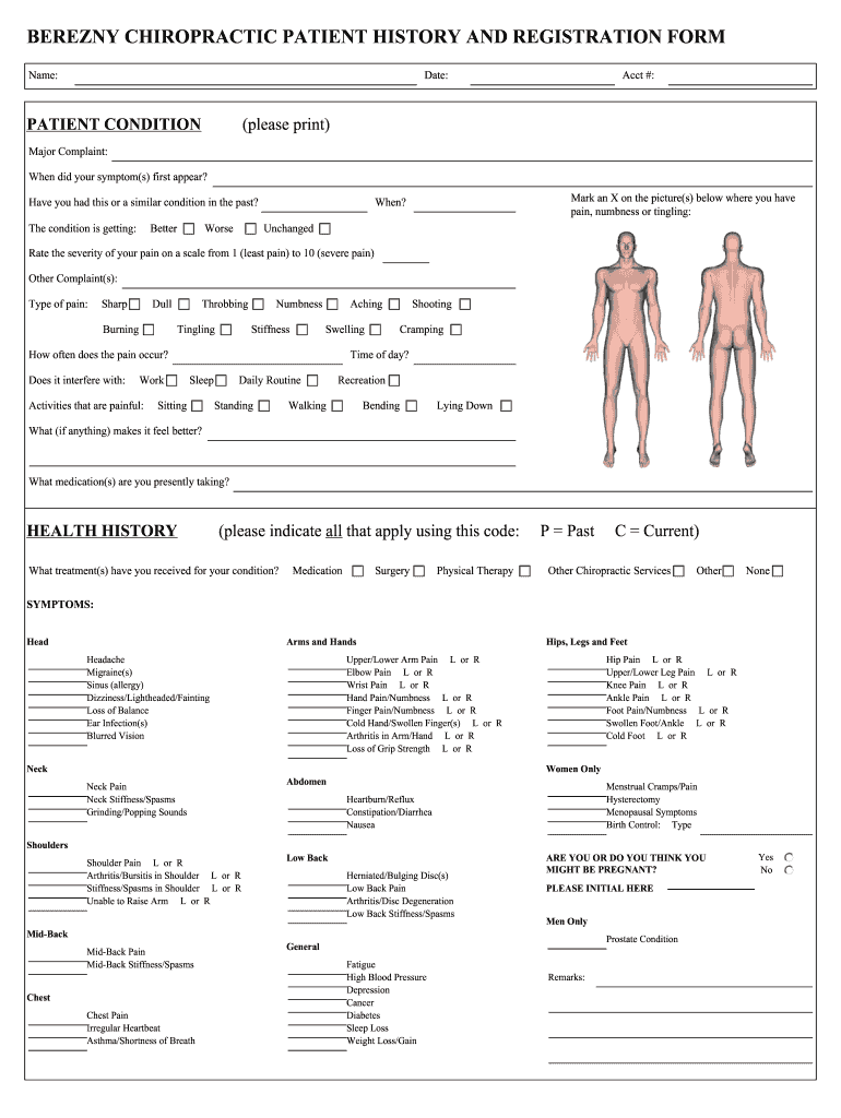 BEREZNY CHIROPRACTIC PATIENT HISTORY and REGISTRATION FORM