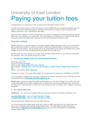 University of East London Offer Letter Sample  Form