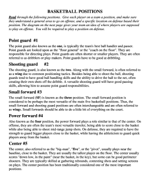 Basketball Positions  Form