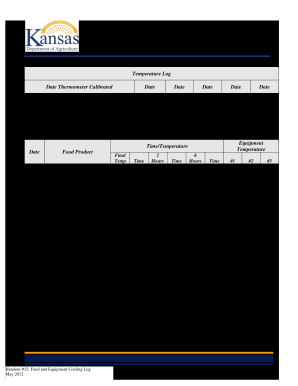  Food and Equipment Cooling Log 2012