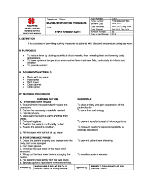 Tepid Sponging Procedure PPT  Form