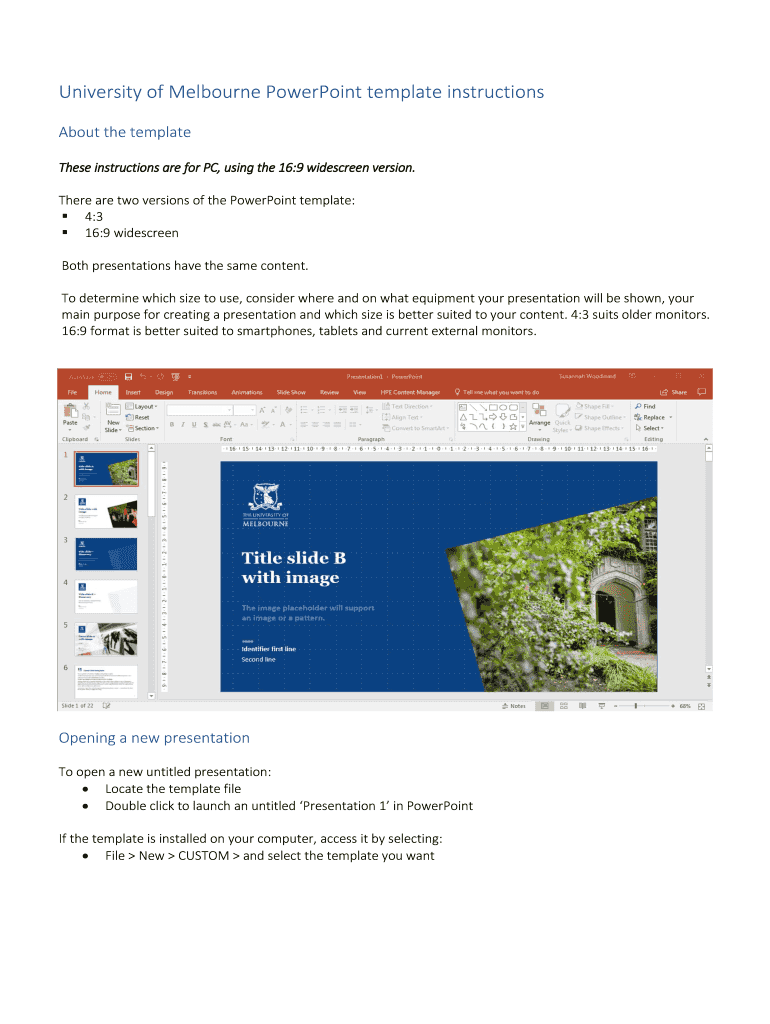 University of Melbourne Powerpoint Template  Form