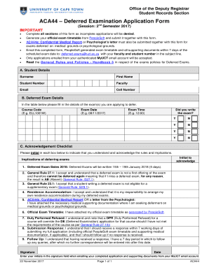 ACA44 Deferred Examination Application Form