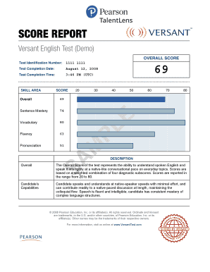 Versant Test  Form