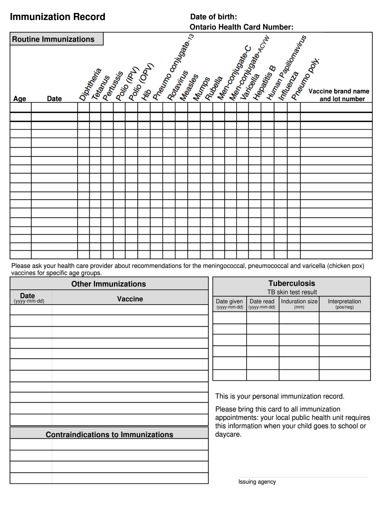 Ontario Health Card Number  Form