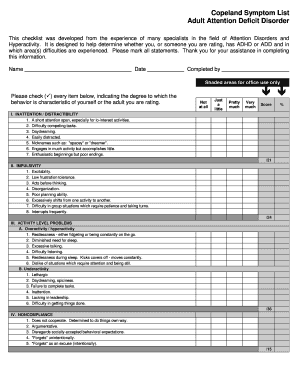  Copeland Symptom Checklist 2010