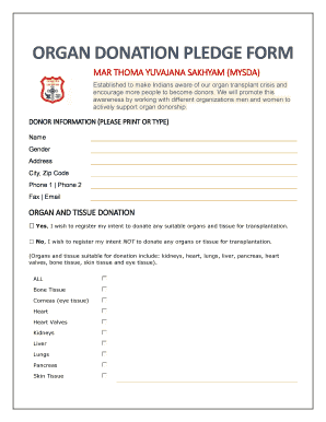 ORGAN DONATION PLEDGE FORM