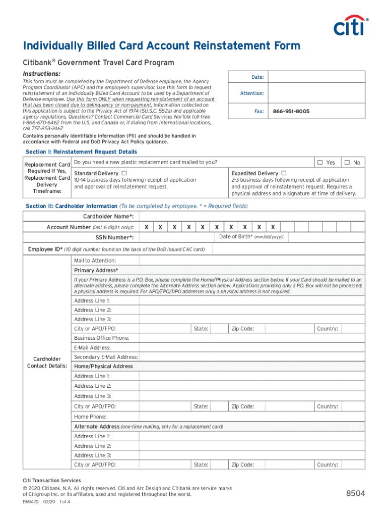  SAVEPRINTCLEAR FORMIndividually Billed Card Accoun 2020-2024