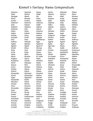 Kismets Fantasy Name Compendium  Form
