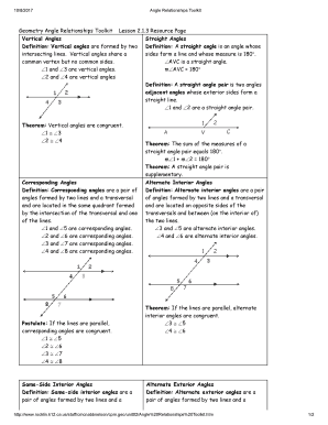 Angle Relationships Toolkit  Form