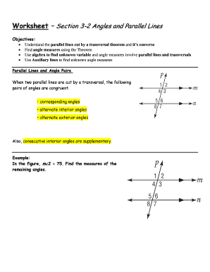 Worksheet Section 3 2 Angles and Parallel Lines Answer Key  Form