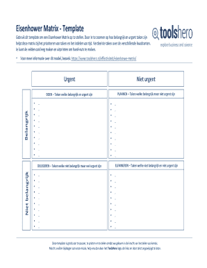 Blank Eisenhower Matrix  Form