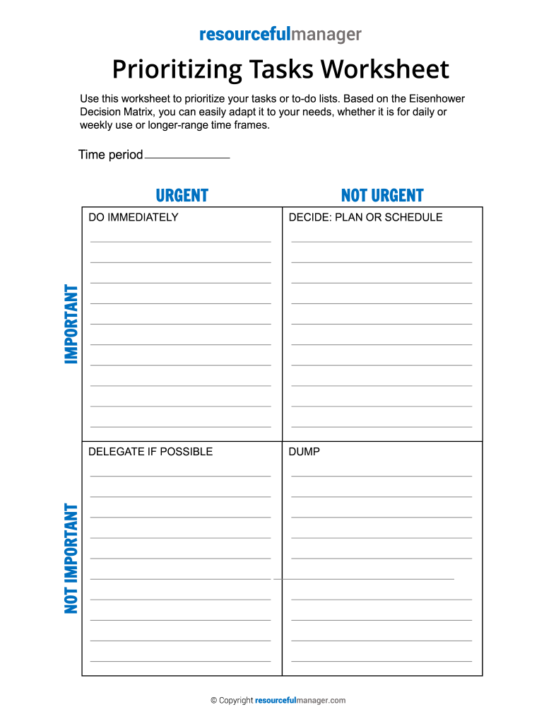 Prioritizing Tasks Worksheet  Form