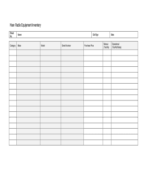 Ham Radio Equipment Inventory  Form