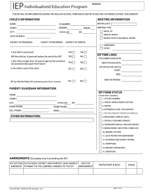 Iep Ohio  Form