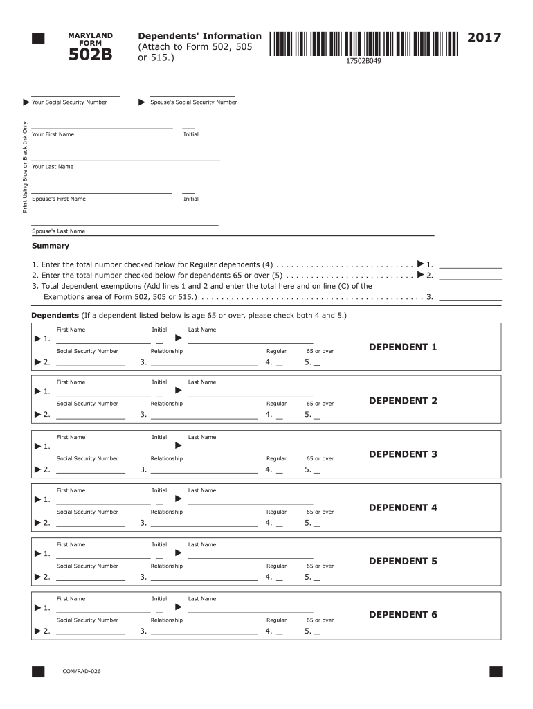  Form 502 B 2017