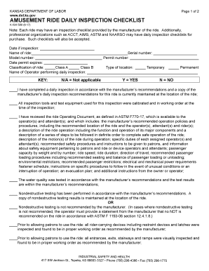 AMUSEMENT RIDE DAILY INSPECTION CHECKLIST  Form