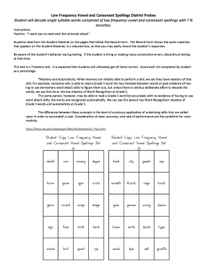 Low Frequency Words List PDF  Form