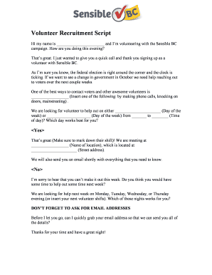 Volunteer Recruitment Script  Form