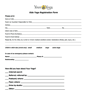 Yoga Registration Form Template