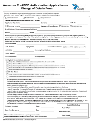Annexure R ASP3 Authorisation Application or  Form
