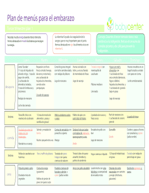 Plan De Mens Para El Embarazo Tercer Trimestre BabyCenter  Form