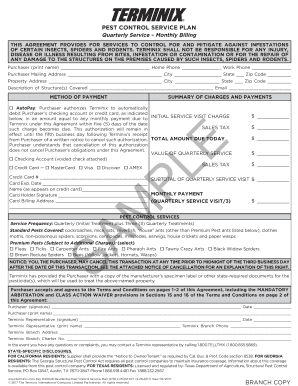 PEST CONTROL SERVICE PLAN  Form