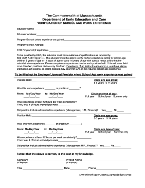  Eec Verification of Work Experience Form 2017-2024