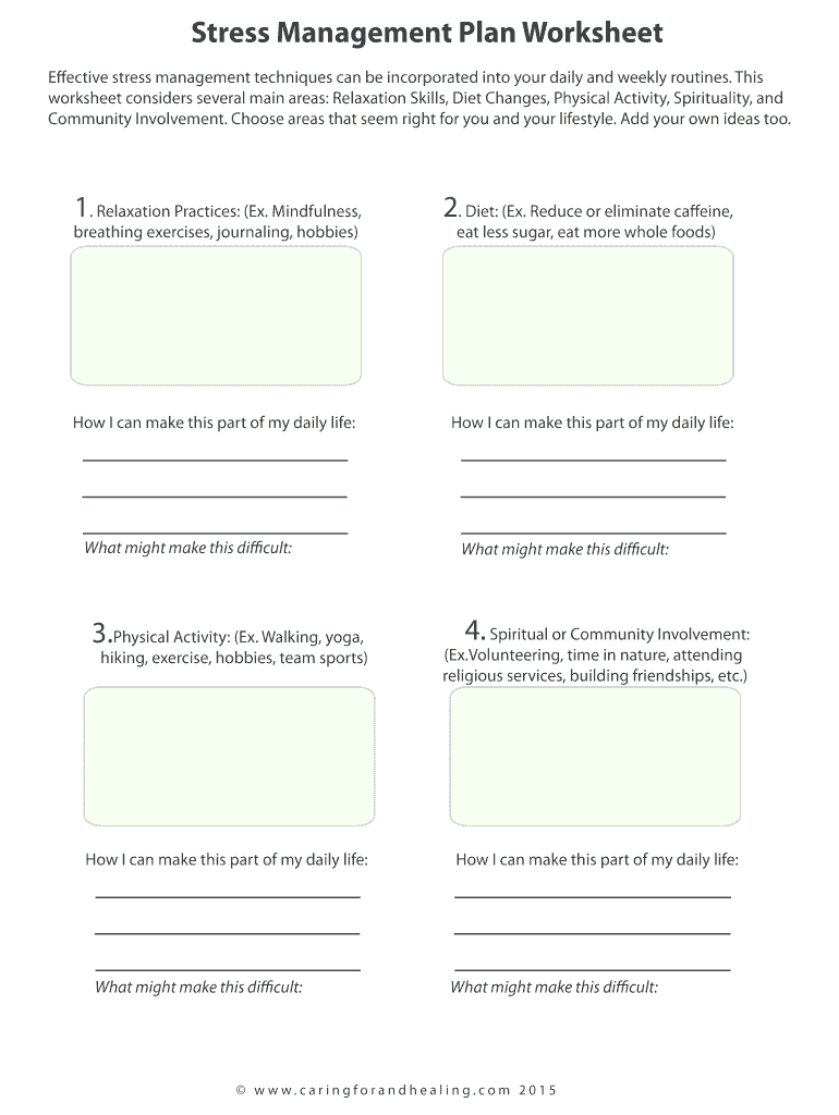 Stress Management Plan Worksheet  Form