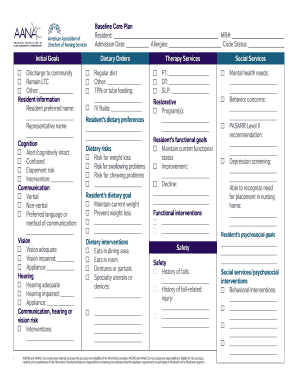 Baseline Care Plan Template  Form