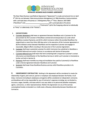 NEWWAVE BUSINESS SALES CHANNEL AGREEMENT  Form