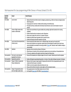 Risk Assessment for Class Programming of Mini Drones in Primary Schools Y2 to Y6  Form