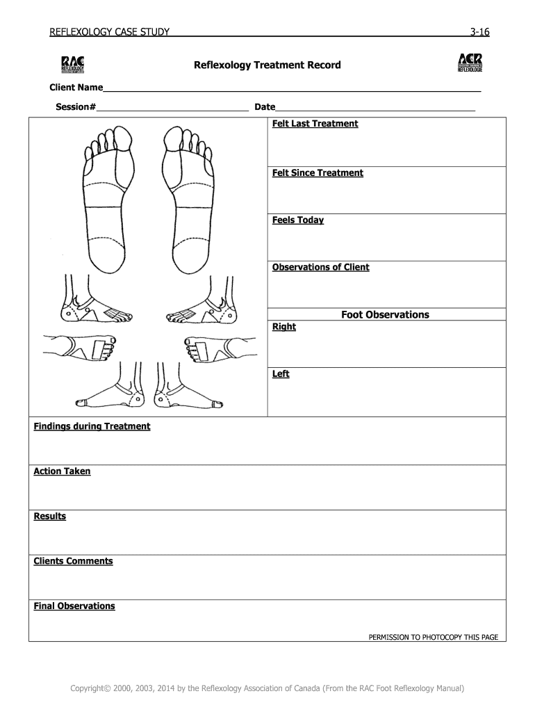 Reflexology Treatment Record  Form