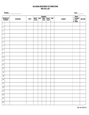 SICK CALL LOG  Form