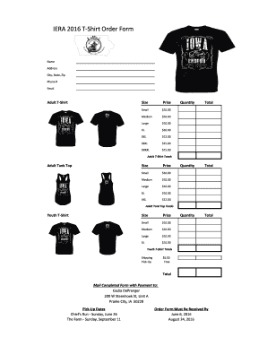 T Shirt Fundraiser Order Form Template
