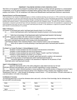 Property Transfer Notification Certification  Form