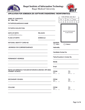 Institute Admission Form