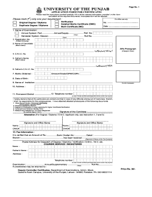 Degree Form University of the Punjab