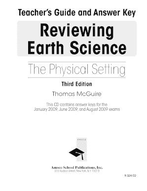 Earth Science the Physical Setting Answer Key  Form