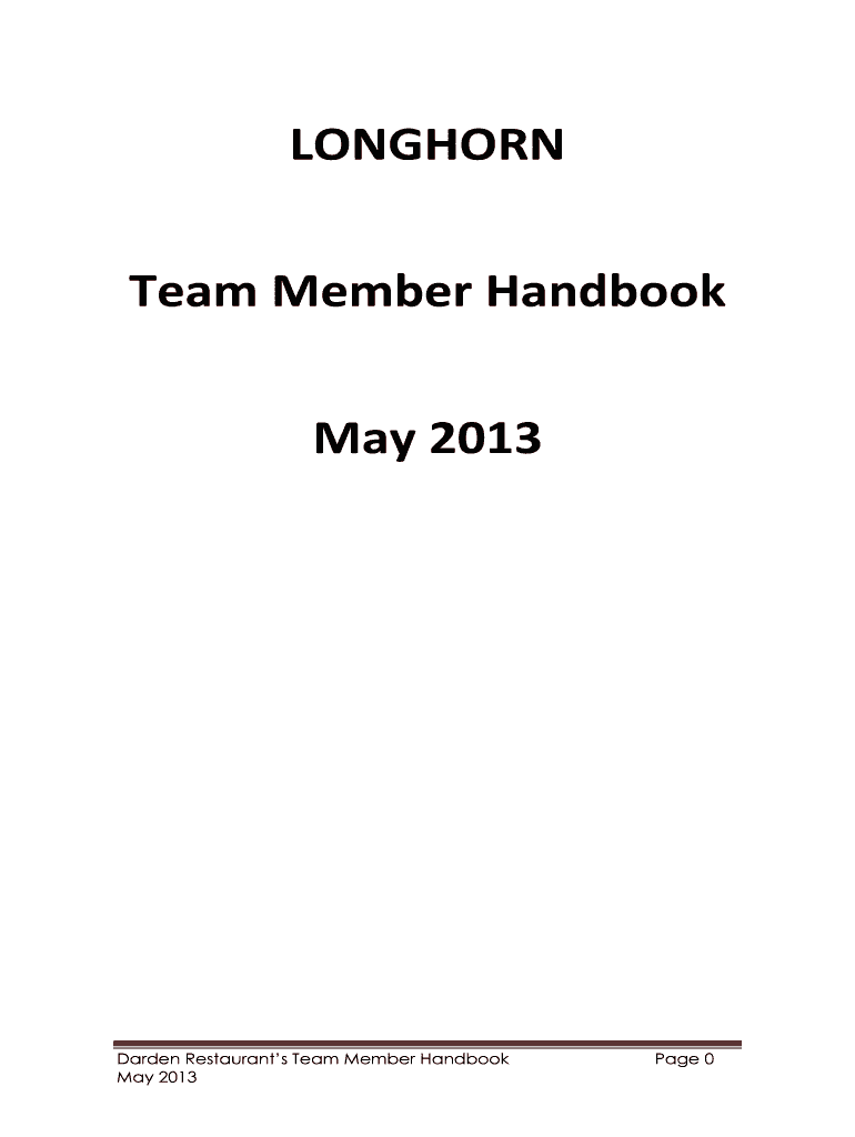 Darden Employee Handbook  Form