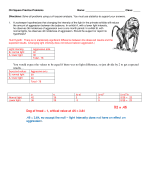Chi Square Worksheet with Answers PDF  Form