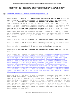 Section 13 1 Review Dna Technology Answer Key PDF  Form