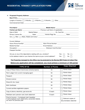 Residential Tenancy Application Form First National Real Estate