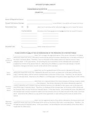 AFFIDAVIT of NON LIABILITY RE 495 EXPRESS LANES  Form