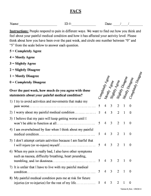 Fear Avoidance Scale  Form