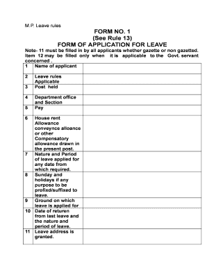 Form of Application for Leave See Rule 13 Hindi