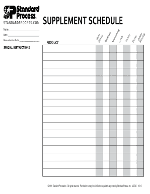 SUPPLEMENT SCHEDULE  Form