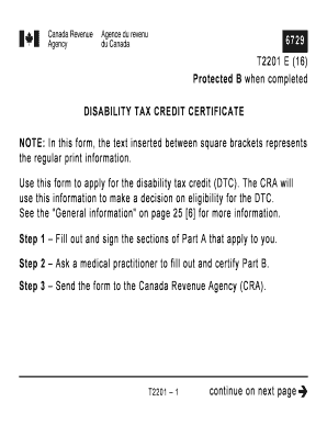  T2201 Disability Tax Credit Certificate 2022