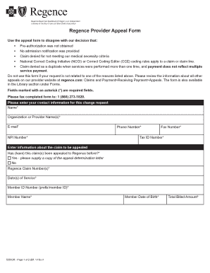 Regence Appeal Form